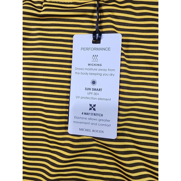 Michael Rouen Performance Polo Shirt UPF 30+ Mens Medium Golf Yellow Brown NWT - Picture 5 of 8